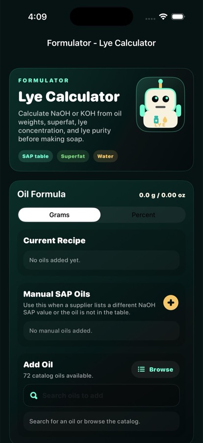Formulator — Lye Calculator screenshot 1